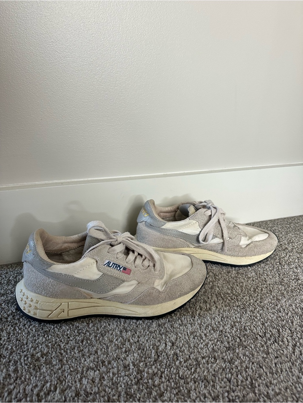 Autry Women's Suede Trainer Sneaker in Taupe